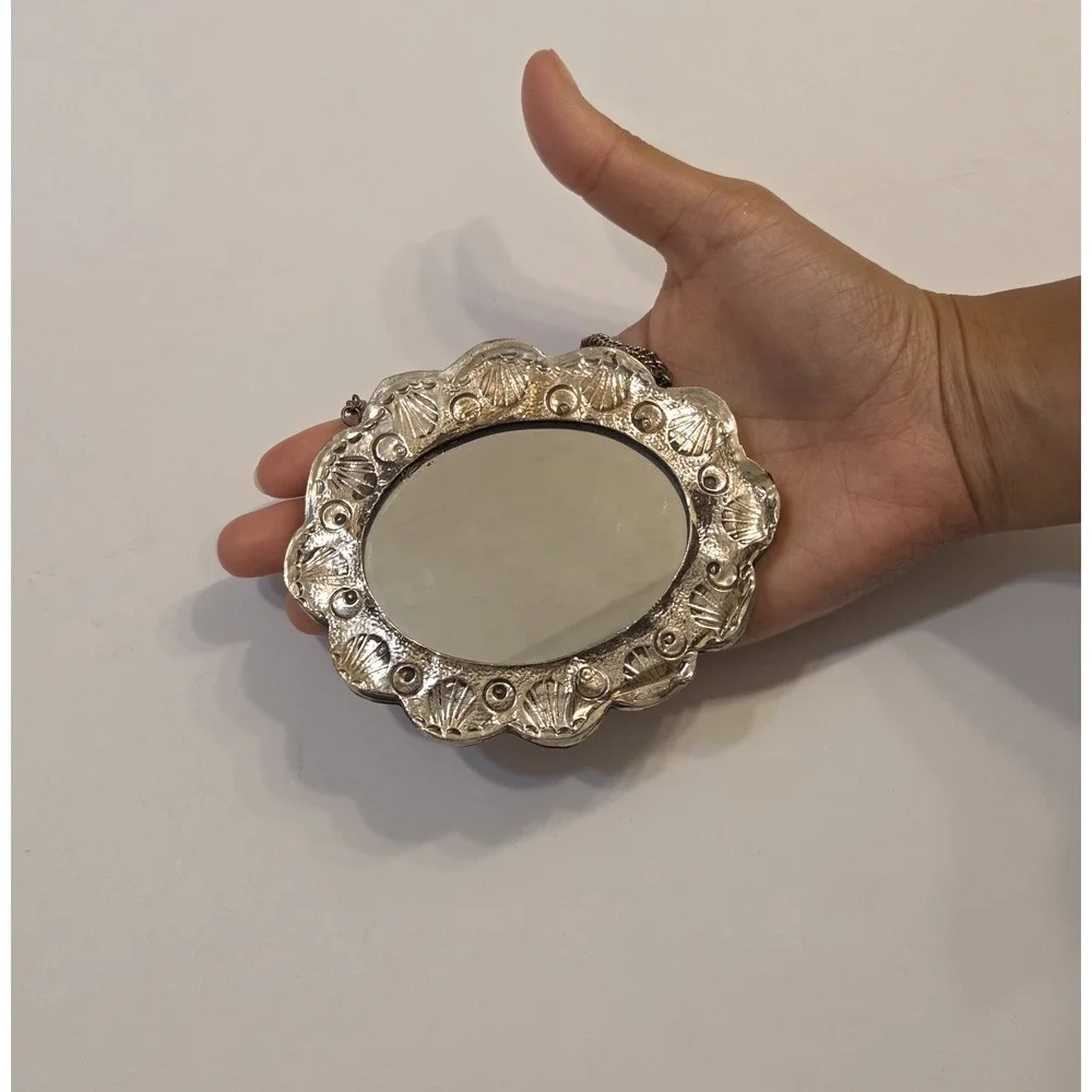 Beautiful Antique Persian Courting Mirror made from 900 Coin Silver - Some Dents